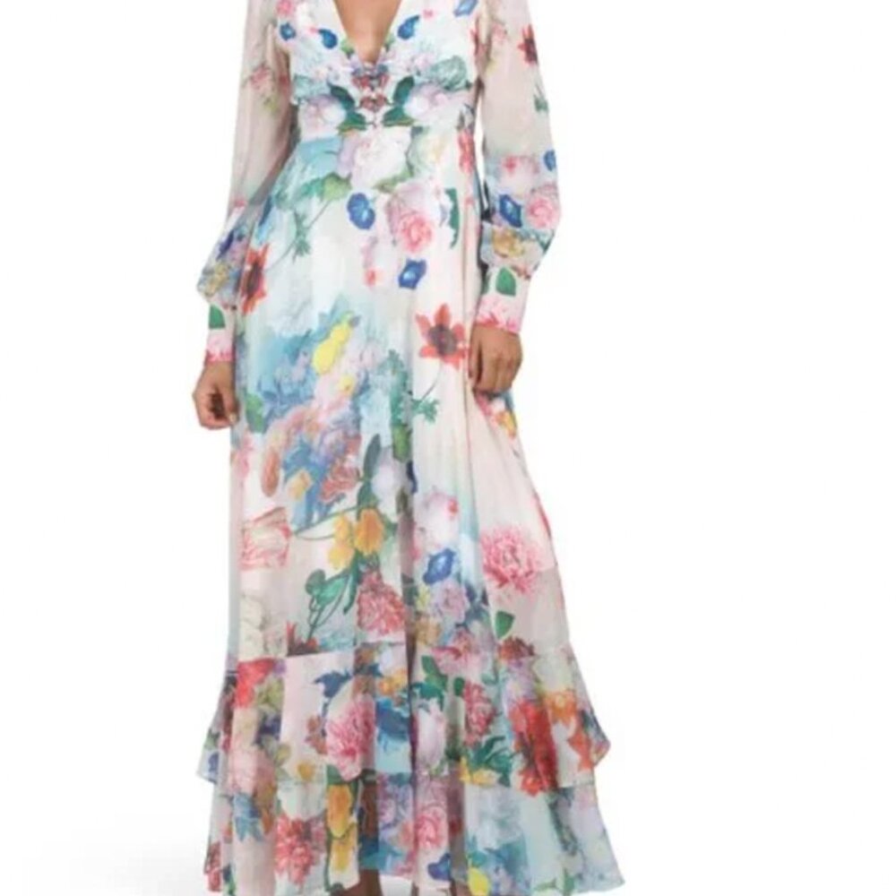 NWT Dalia MacPhee Floral Garden French Country Style Feminine Maxi Dress - Picture 6 of 16